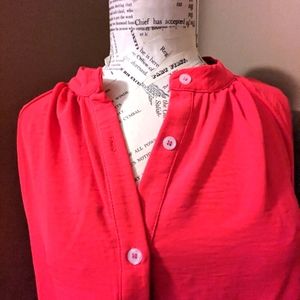 Shein Solid Notched Neckline Raglan Sleeve Blouse 2 Pink & Apricot XL